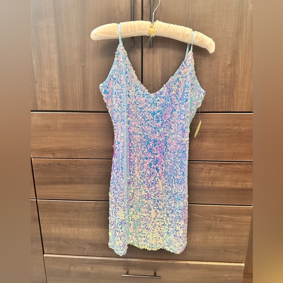 Size L Blue Sequin Dress NWT 💎 - Picture 2 of 6